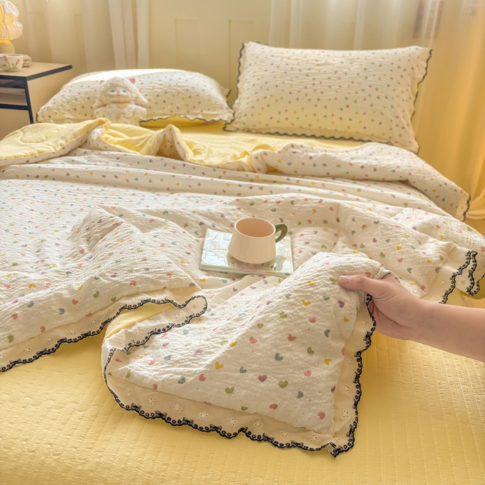 91家纺网 家纺一手货源 找家纺 慕希家纺 2026新款云感泡芙棉夏被夏凉被空调被四件套 半夏