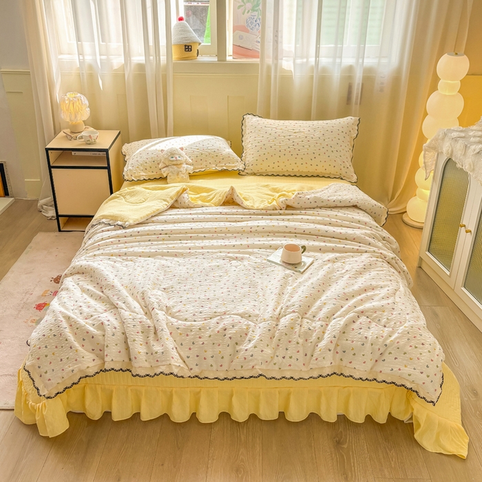 91家纺网 家纺一手货源 找家纺 慕希家纺 2026新款云感泡芙棉夏被夏凉被空调被四件套 半夏