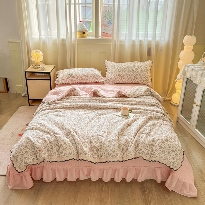 91家纺网 家纺一手货源 找家纺 慕希家纺 2026新款云感泡芙棉夏被夏凉被空调被四件套 甜梦兔