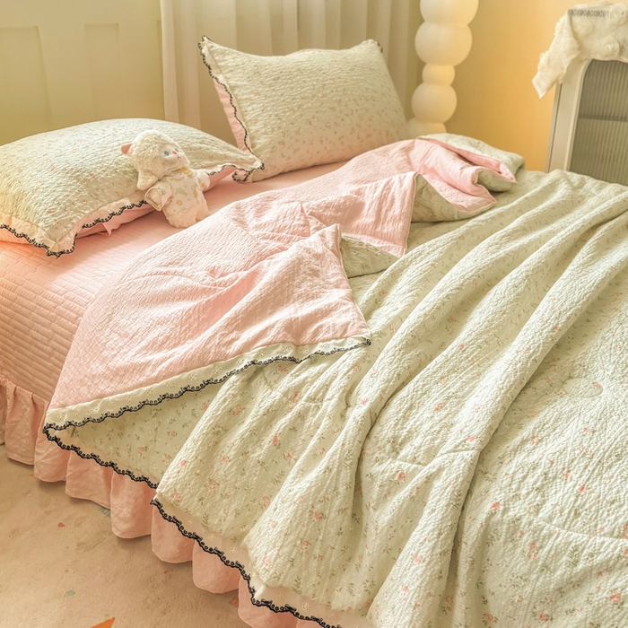 91家纺网 家纺一手货源 找家纺 慕希家纺 2026新款云感泡芙棉夏被夏凉被空调被四件套 清新物语