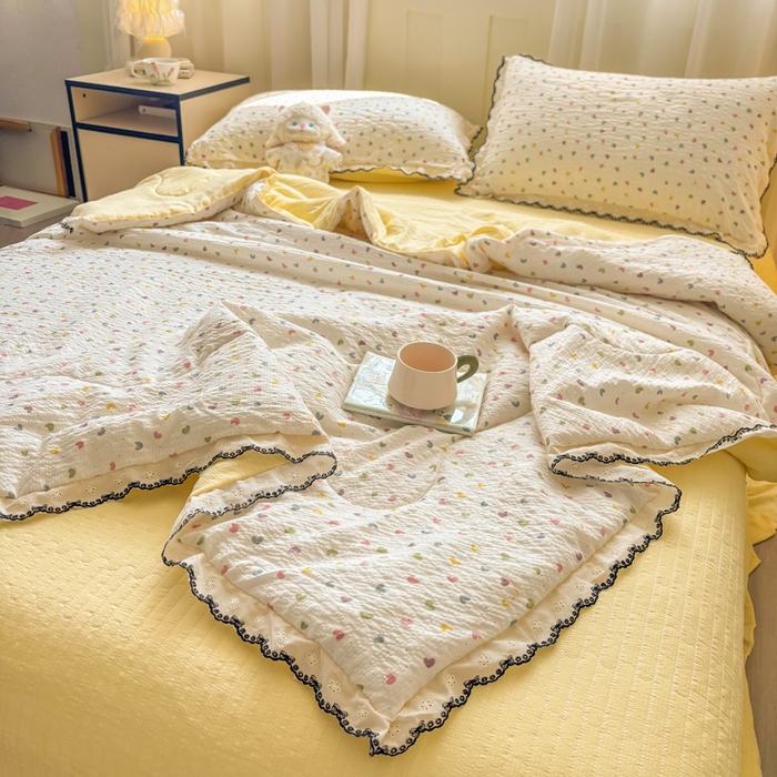 91家纺网 家纺一手货源 找家纺 慕希家纺 2026新款云感泡芙棉夏被夏凉被空调被四件套 半夏