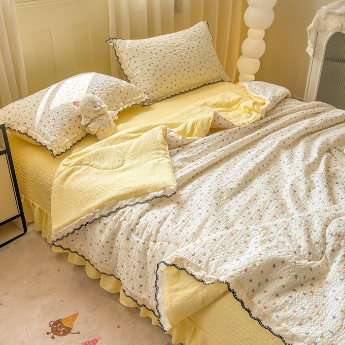 91家纺网 家纺一手货源 找家纺 慕希家纺 2026新款云感泡芙棉夏被夏凉被空调被四件套 半夏