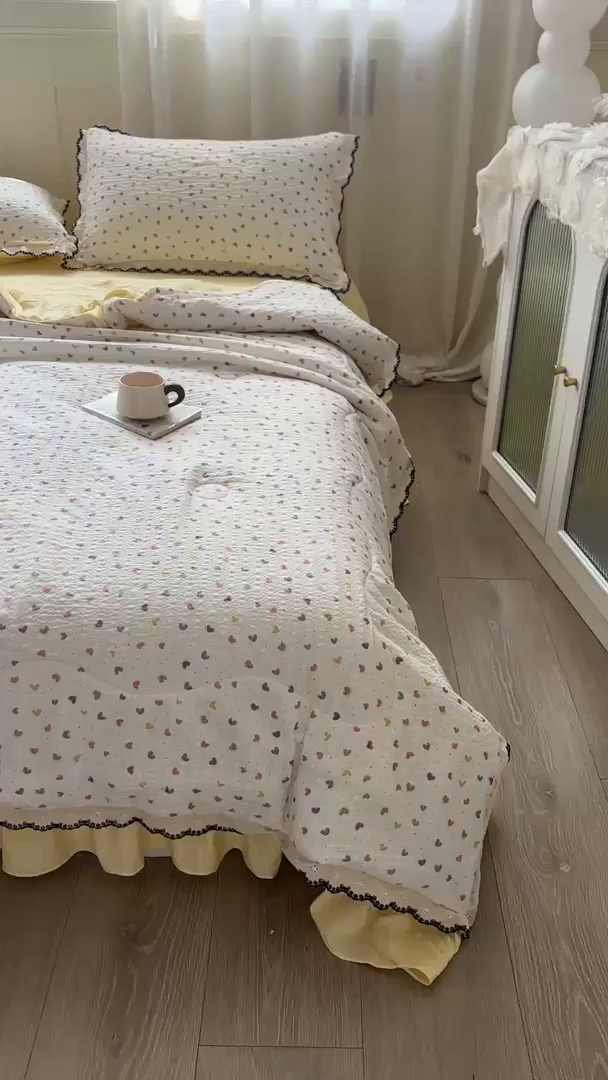 91家纺网 家纺一手货源 找家纺 慕希家纺 2026新款云感泡芙棉夏被夏凉被空调被四件套 半夏