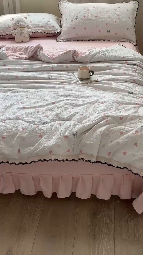 91家纺网 家纺一手货源 找家纺 慕希家纺 2026新款云感泡芙棉夏被夏凉被空调被四件套 爱如星辰