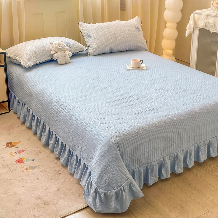 91家纺网 家纺一手货源 找家纺 慕希家纺 2026新款云感泡芙棉夏被夏凉被空调被四件套 相思蓝韵