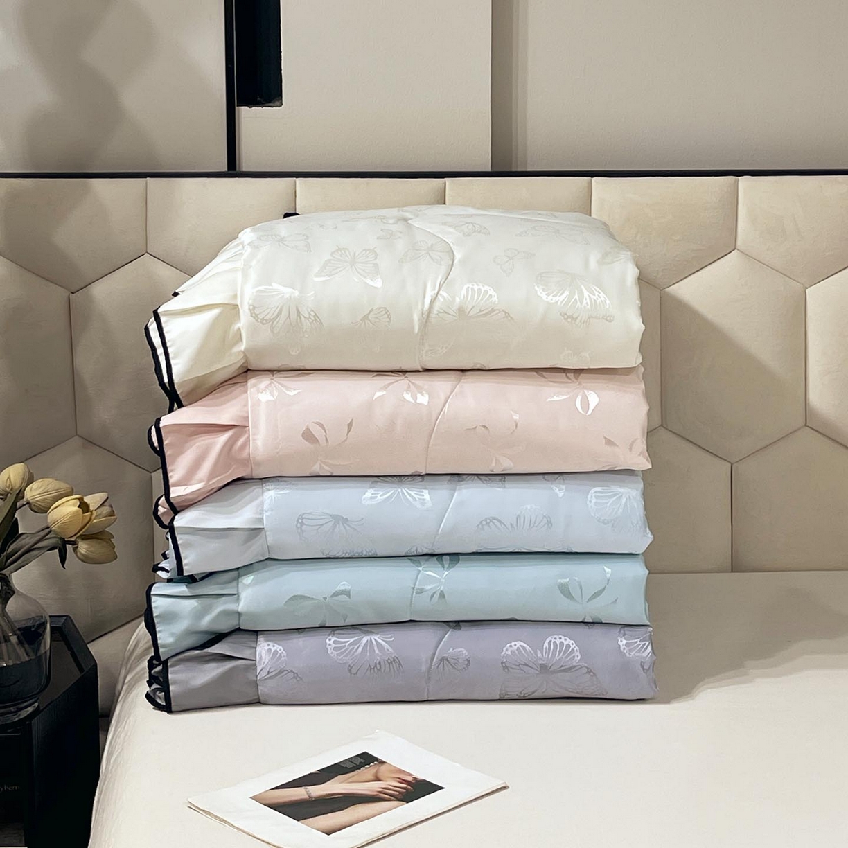 慕希家纺 2026新款水洗真丝提花夏被夏凉被空调被-蝶序系列 组合图