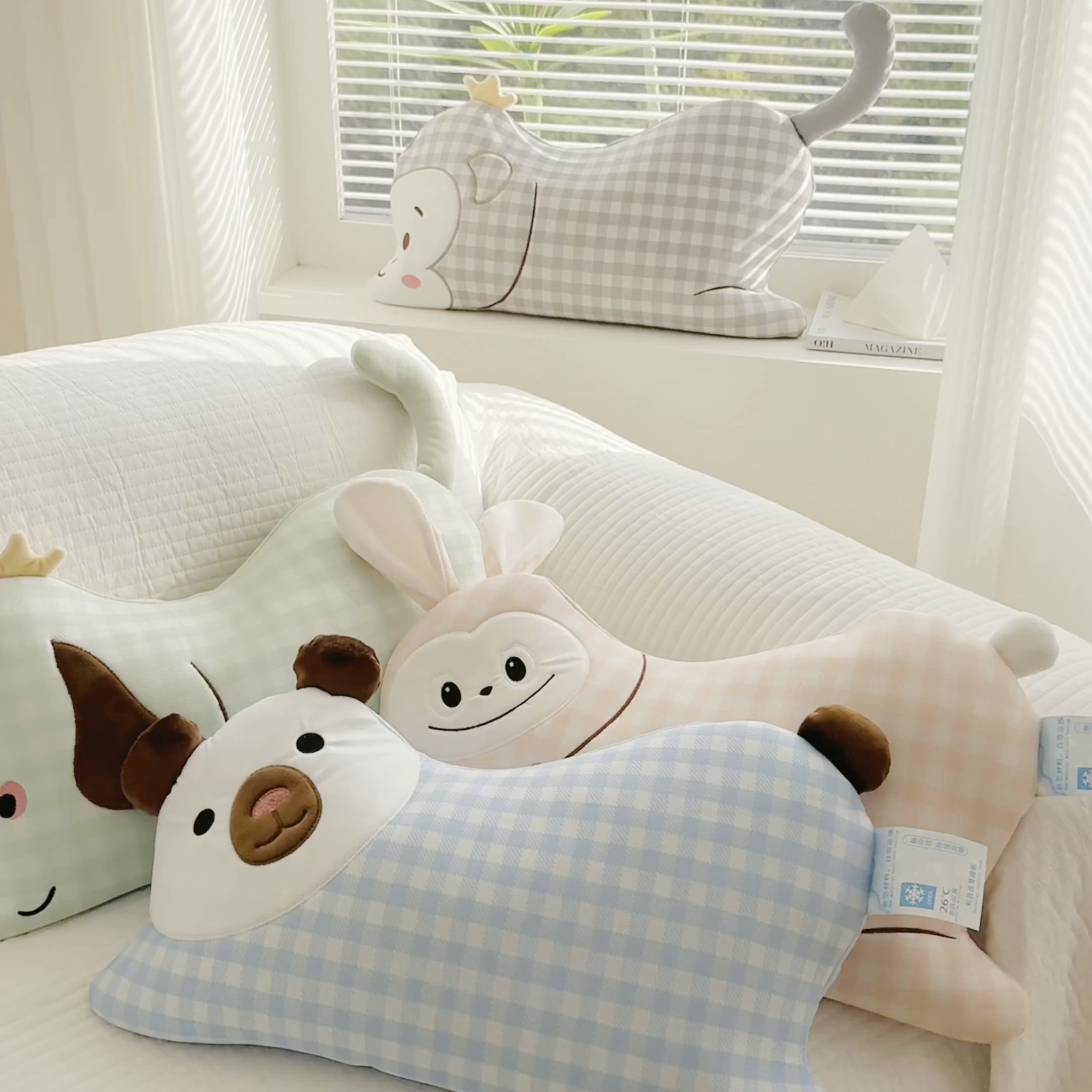 91家纺网 家纺一手货源 找家纺 （总）蔻眠 凉感丝卡通刺绣荞麦护颈枕夏季凉豆豆儿童枕芯学生枕头