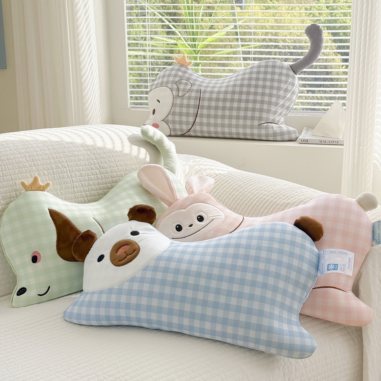 91家纺网 家纺一手货源 找家纺 （总）蔻眠 凉感丝卡通刺绣荞麦护颈枕夏季凉豆豆儿童枕芯学生枕头