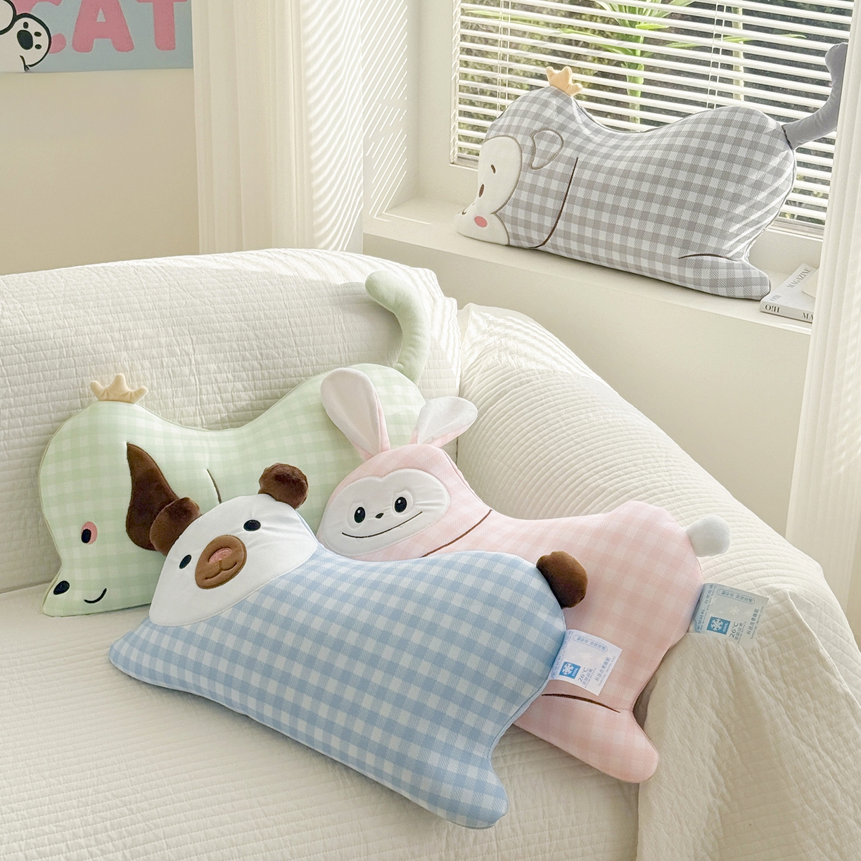 91家纺网 家纺一手货源 找家纺 （总）蔻眠 凉感丝卡通刺绣荞麦护颈枕夏季凉豆豆儿童枕芯学生枕头