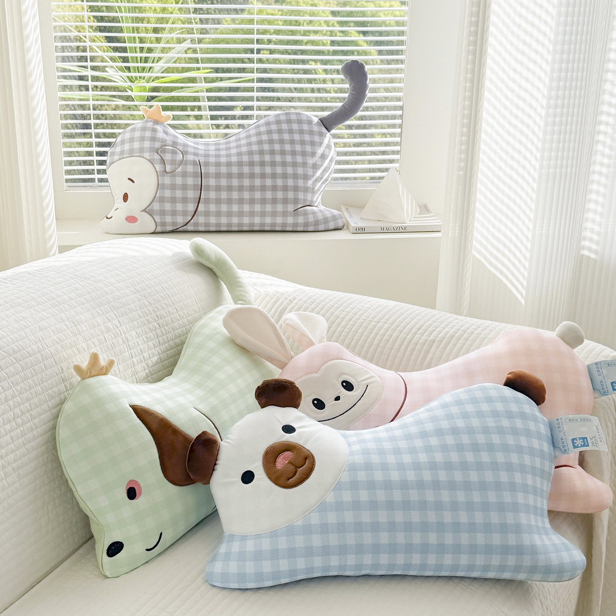 91家纺网 家纺一手货源 找家纺 蔻眠 凉感丝卡通刺绣荞麦护颈枕夏季凉豆豆儿童枕芯学生枕头 主图