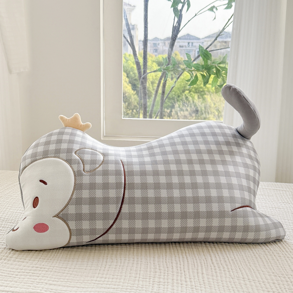 蔻眠 凉感丝卡通刺绣荞麦护颈枕夏季凉豆豆儿童枕芯学生枕头 凉感丝-俏皮猴