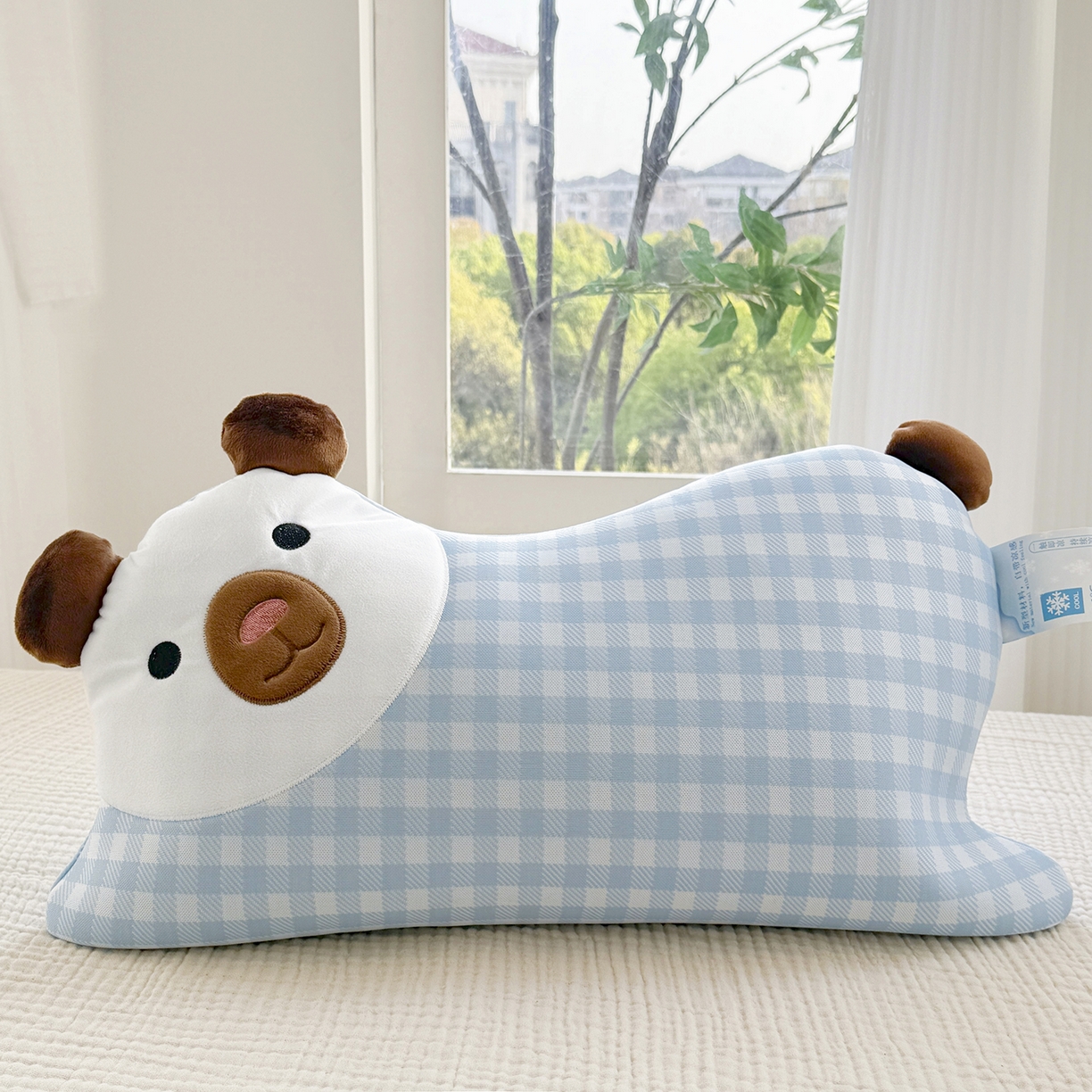 蔻眠 凉感丝卡通刺绣荞麦护颈枕夏季凉豆豆儿童枕芯学生枕头 凉感丝-抱抱熊