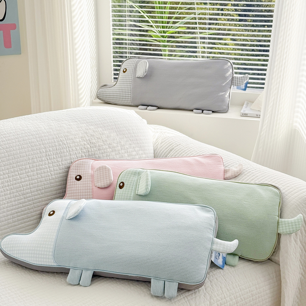 91家纺网 家纺一手货源 找家纺 （总）蔻眠 凉感丝卡通刺绣荞麦护颈枕夏季凉豆豆儿童枕芯学生枕头