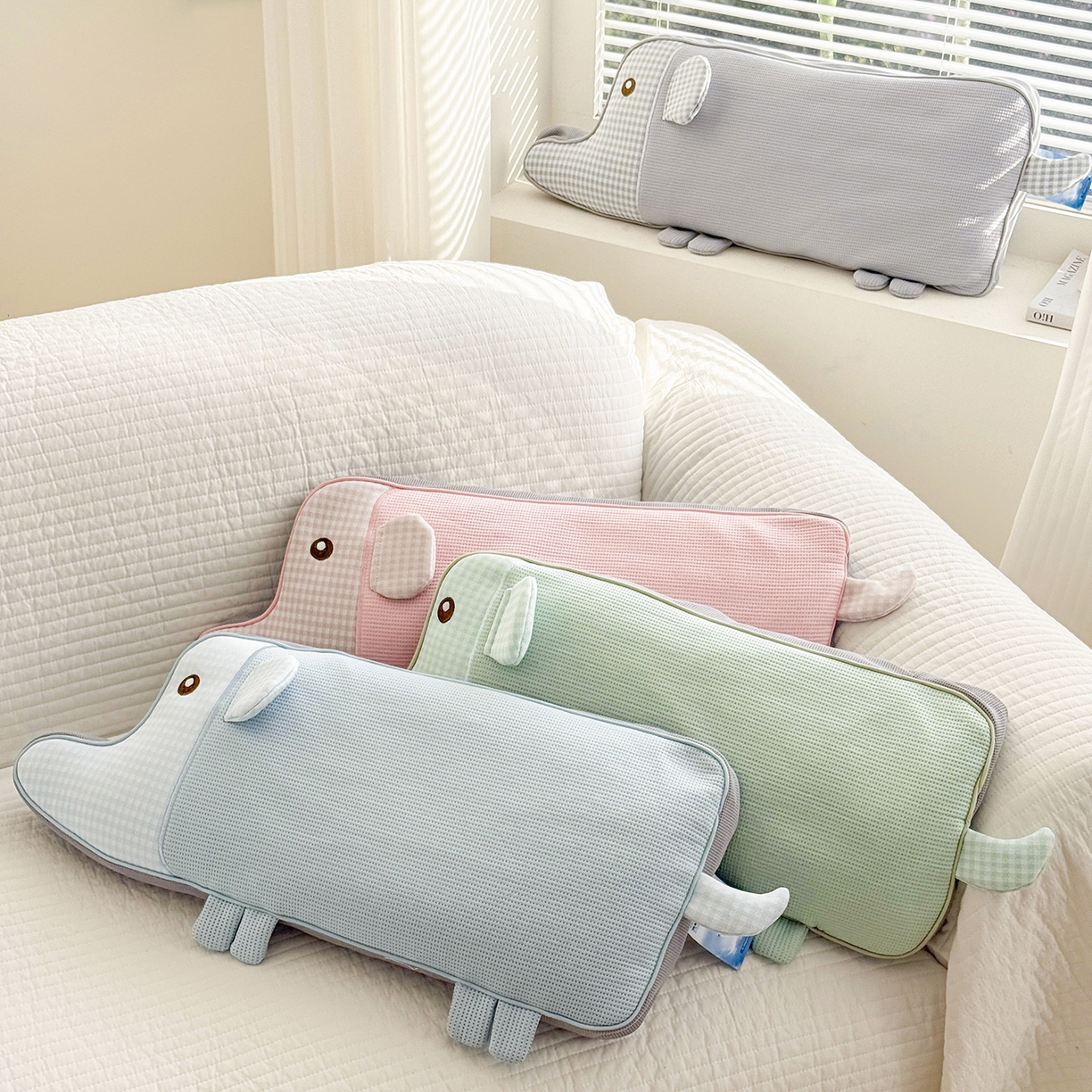 91家纺网 家纺一手货源 找家纺 （总）蔻眠 凉感丝卡通小象荞麦护颈枕夏季凉豆豆儿童枕芯学生枕头