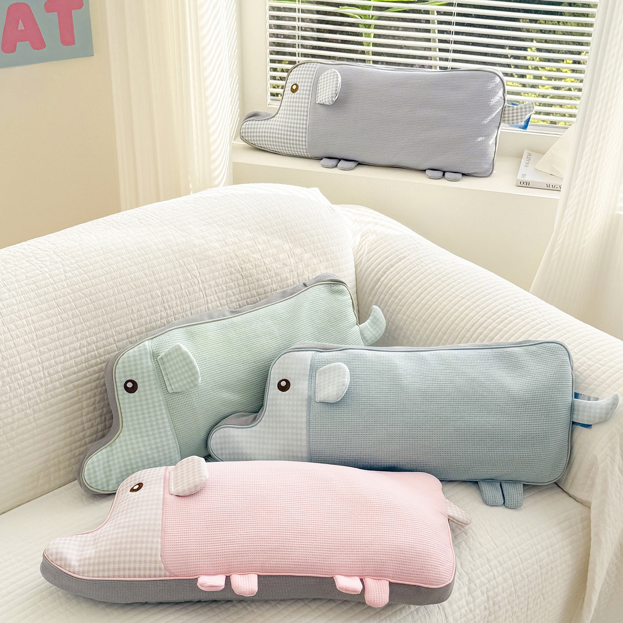 91家纺网 家纺一手货源 找家纺 蔻眠 凉感丝卡通小象荞麦护颈枕夏季凉豆豆儿童枕芯学生枕头 主图