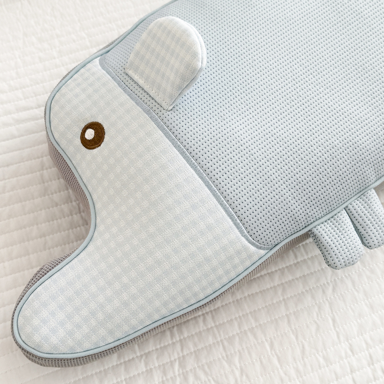 91家纺网 家纺一手货源 找家纺 蔻眠 凉感丝卡通小象荞麦护颈枕夏季凉豆豆儿童枕芯学生枕头 凉感丝-小象蓝