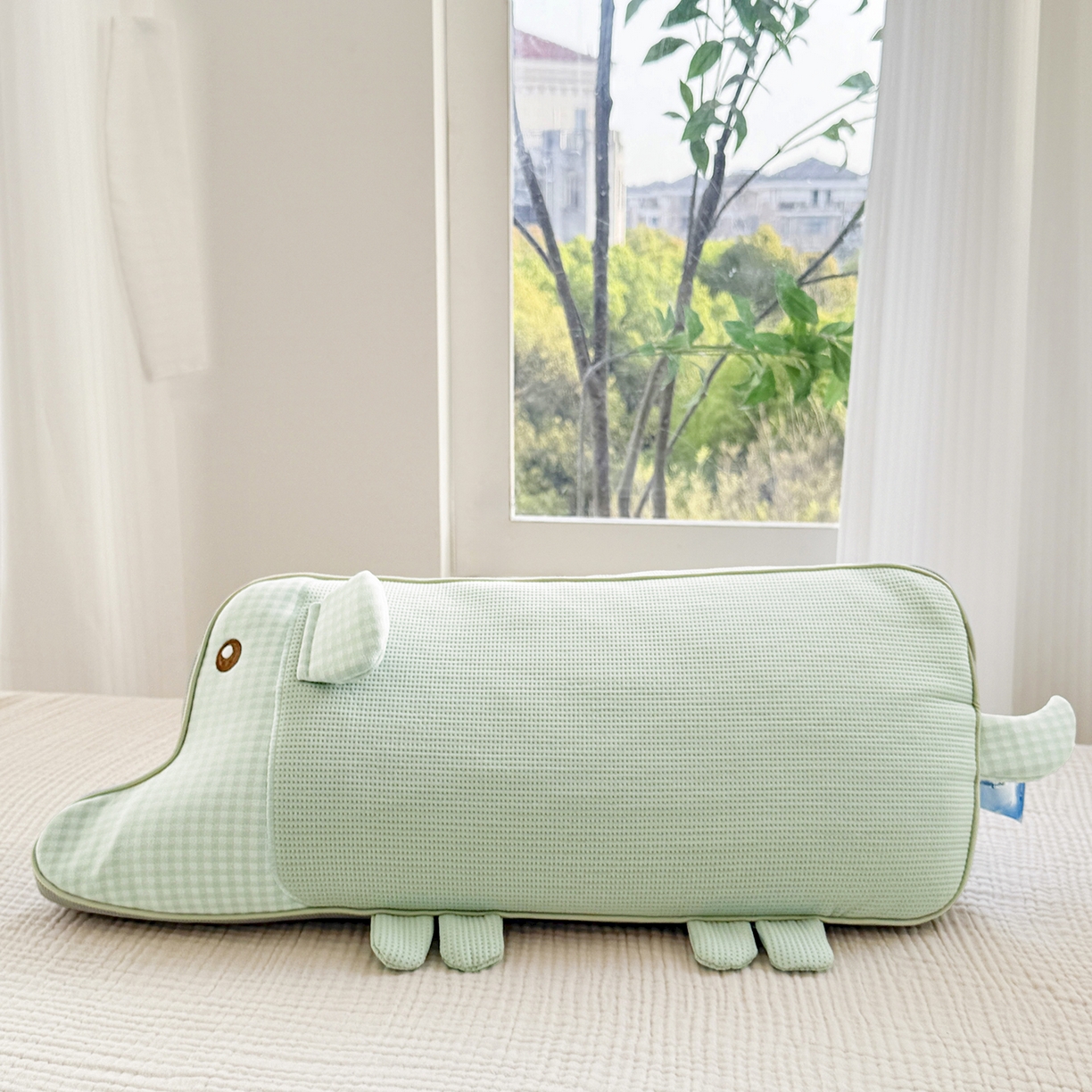 蔻眠 凉感丝卡通小象荞麦护颈枕夏季凉豆豆儿童枕芯学生枕头 凉感丝-小象绿