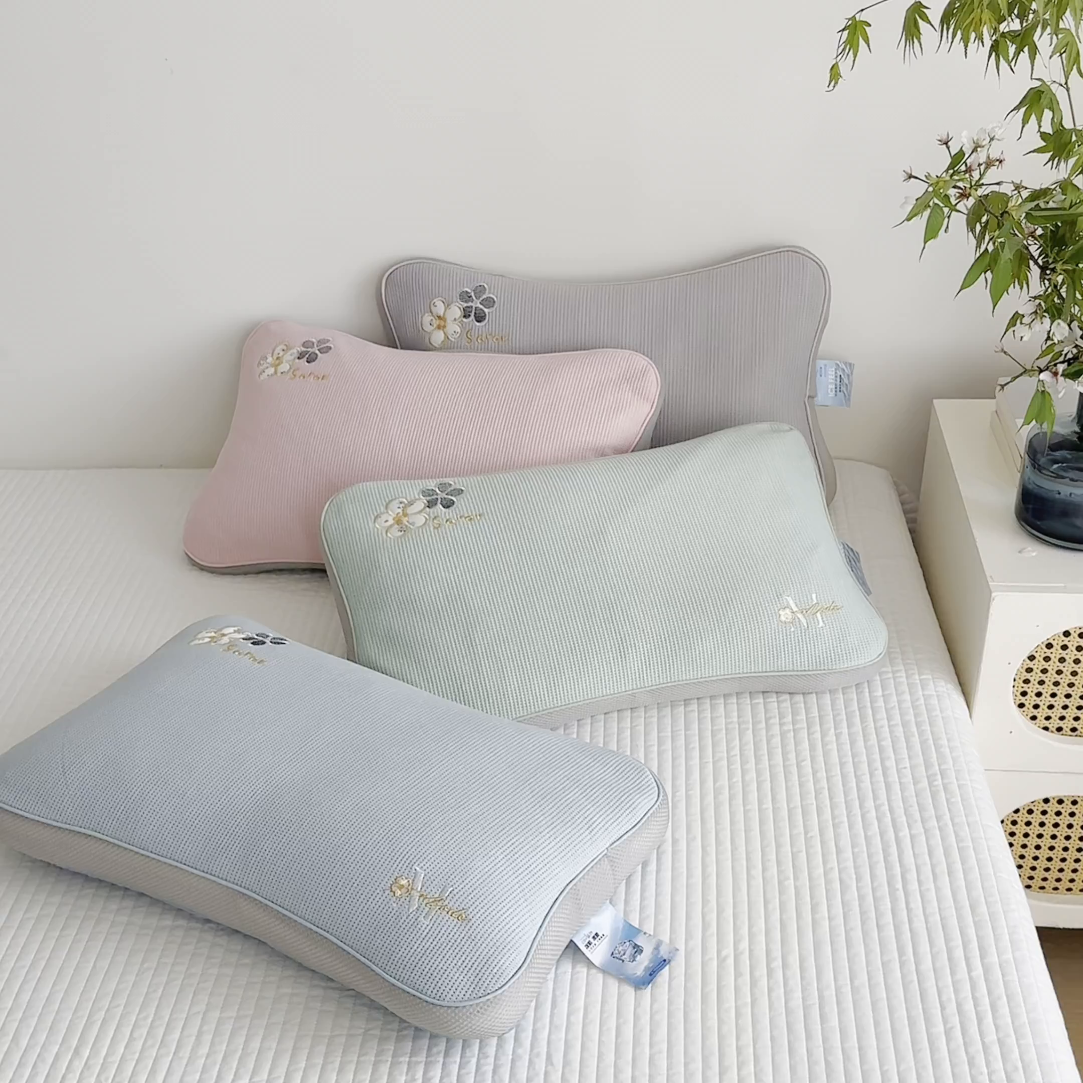 91家纺网 家纺一手货源 找家纺 （总）蔻眠 凉感丝花眠立体荞麦护颈枕芯夏季凉豆豆枕头