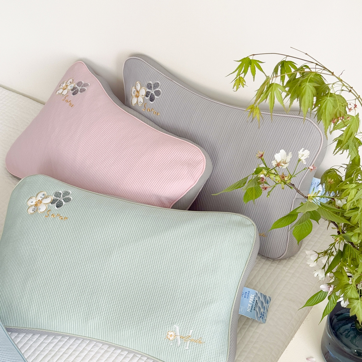 91家纺网 家纺一手货源 找家纺 （总）蔻眠 凉感丝花眠立体荞麦护颈枕芯夏季凉豆豆枕头