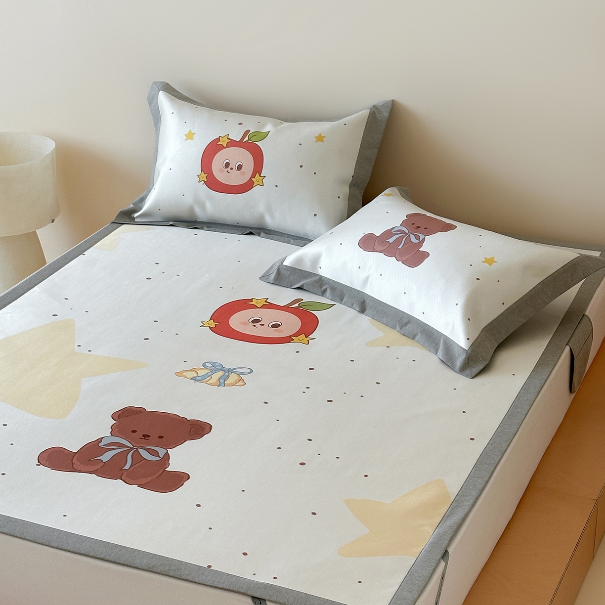 JUICY 橘滋家纺 2026新款高端A类原创设计卡通数码印花冰丝席凉席 平席款星星人漫游