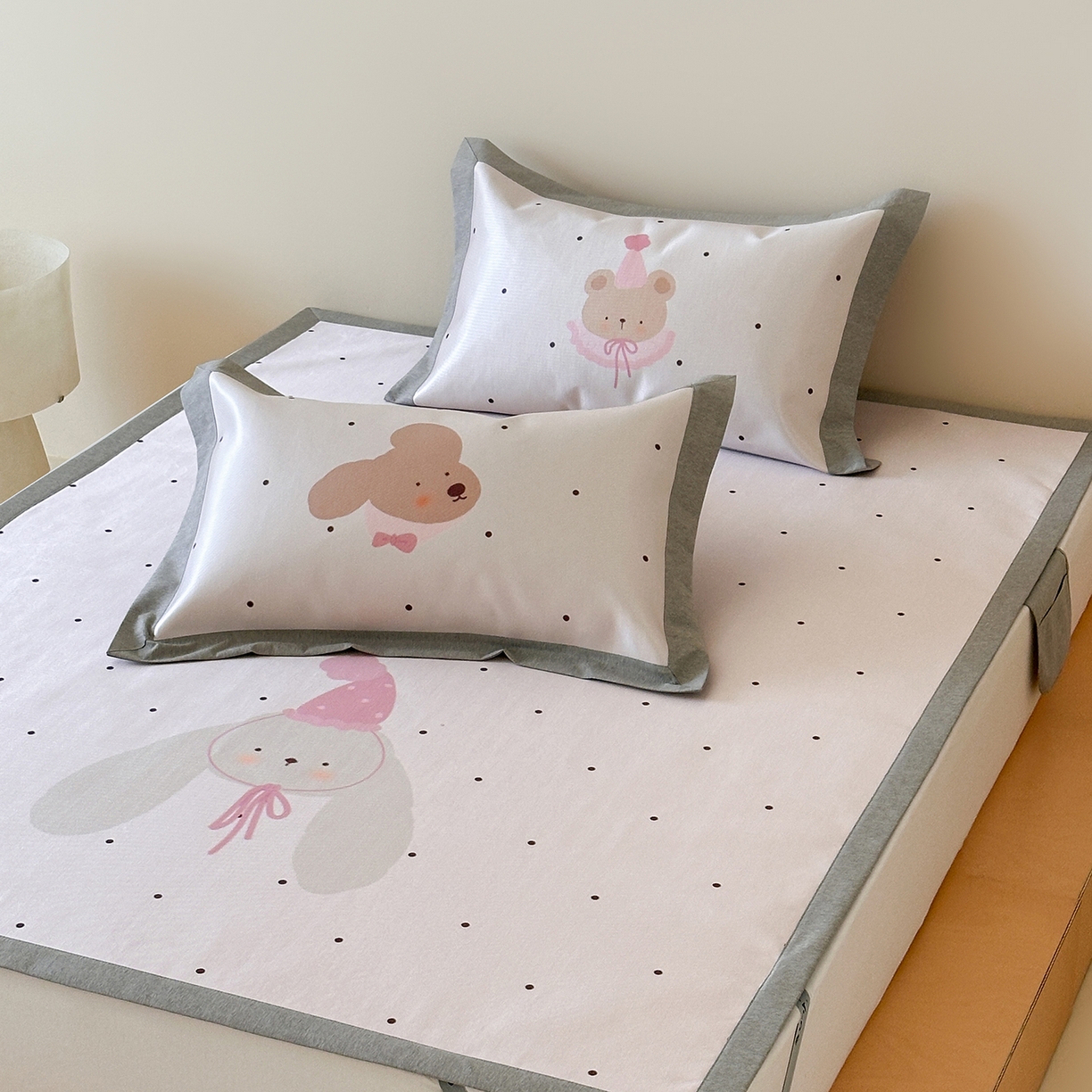 JUICY 橘滋家纺 2026新款高端A类原创设计卡通数码印花冰丝席凉席 平席款月野波点