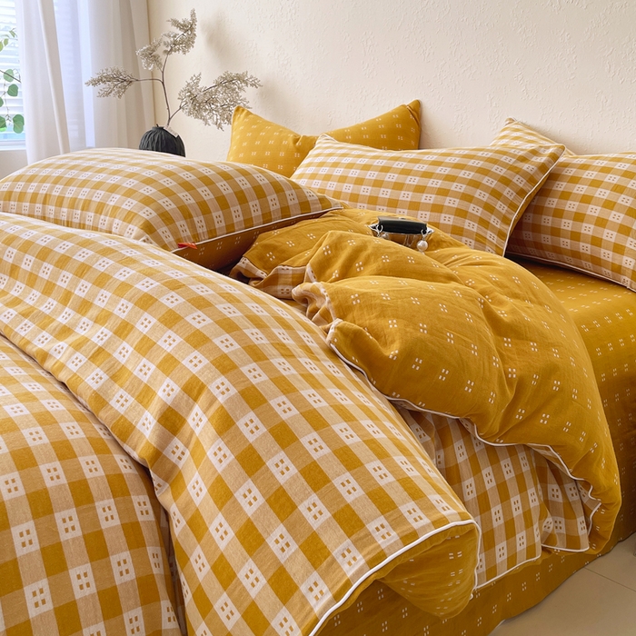 91家纺网 家纺一手货源 找家纺 （总）春皖家纺 2026新款提花双层纱纯棉全棉四件套