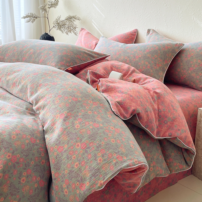 91家纺网 家纺一手货源 找家纺 （总）春皖家纺 2026新款提花双层纱纯棉全棉四件套