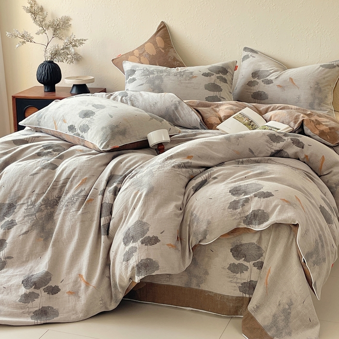 91家纺网 家纺一手货源 找家纺 （总）春皖家纺 2026新款提花双层纱纯棉全棉四件套