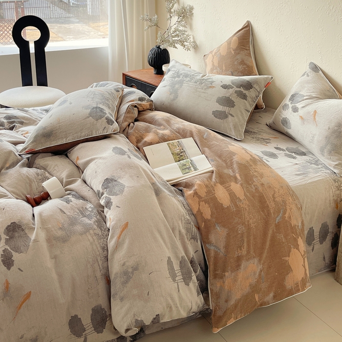 91家纺网 家纺一手货源 找家纺 （总）春皖家纺 2026新款提花双层纱纯棉全棉四件套