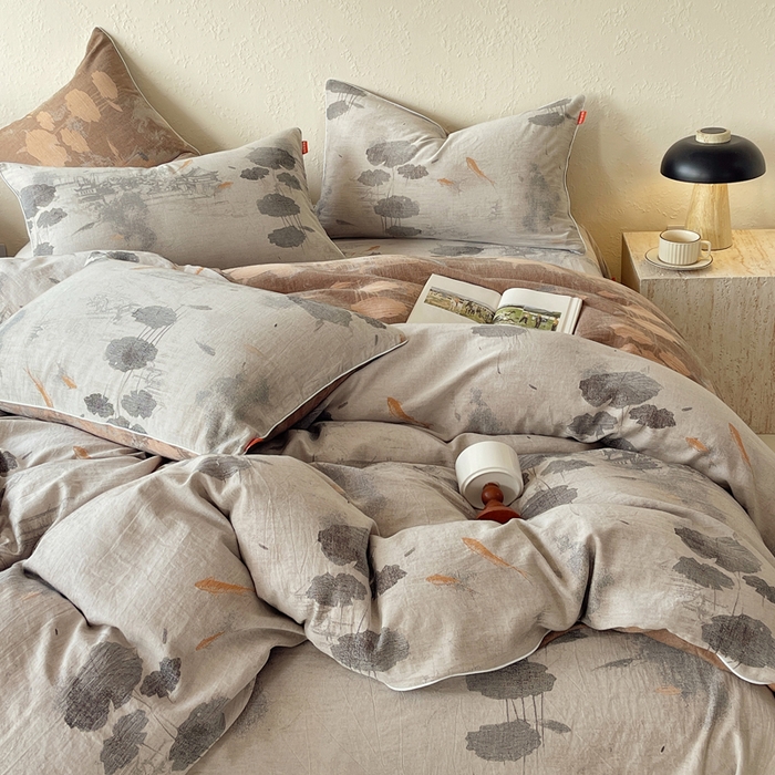 91家纺网 家纺一手货源 找家纺 （总）春皖家纺 2026新款提花双层纱纯棉全棉四件套