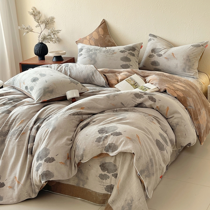 91家纺网 家纺一手货源 找家纺 （总）春皖家纺 2026新款提花双层纱纯棉全棉四件套