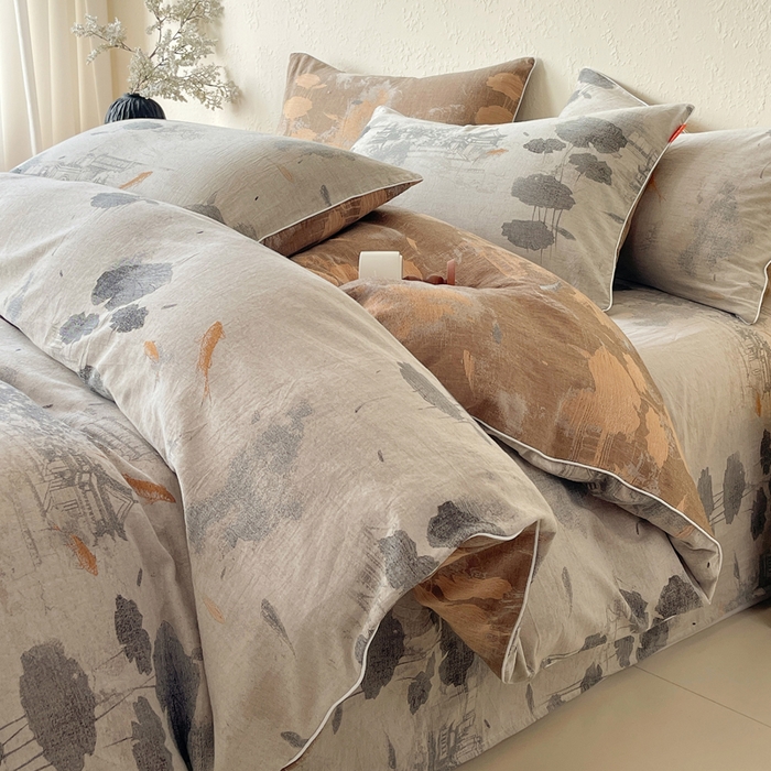 91家纺网 家纺一手货源 找家纺 （总）春皖家纺 2026新款提花双层纱纯棉全棉四件套