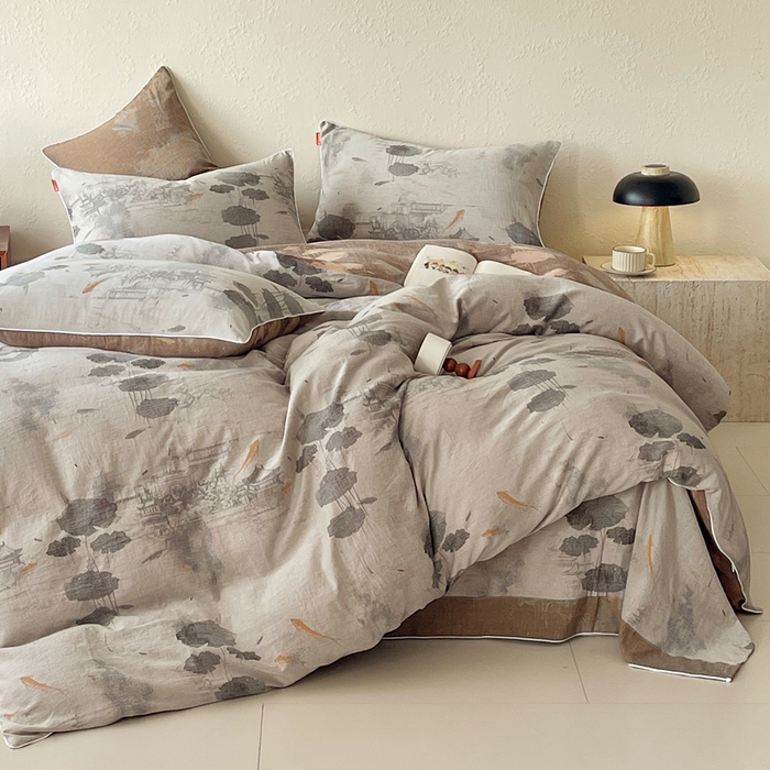 91家纺网 家纺一手货源 找家纺 （总）春皖家纺 2026新款提花双层纱纯棉全棉四件套