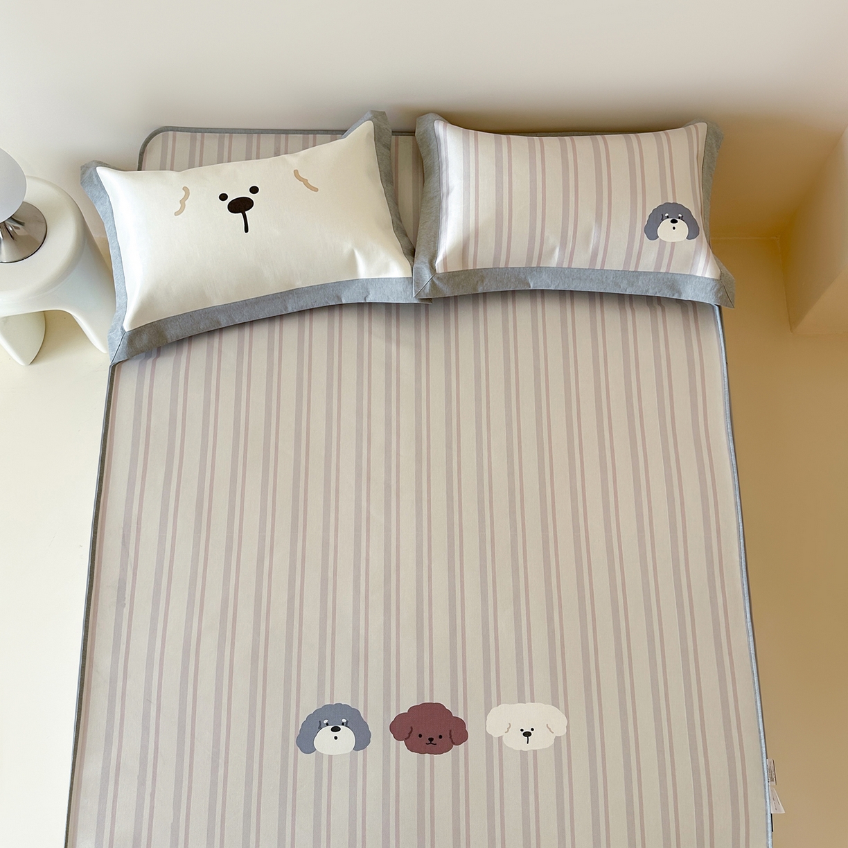 JUICY 橘滋家纺 2026新款高端A类原创设计卡通数码印花冰丝席凉席 床笠款条纹公约