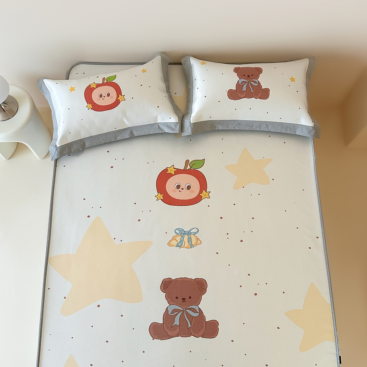 JUICY 橘滋家纺 2026新款高端A类原创设计卡通数码印花冰丝席凉席 床笠款星星人漫游