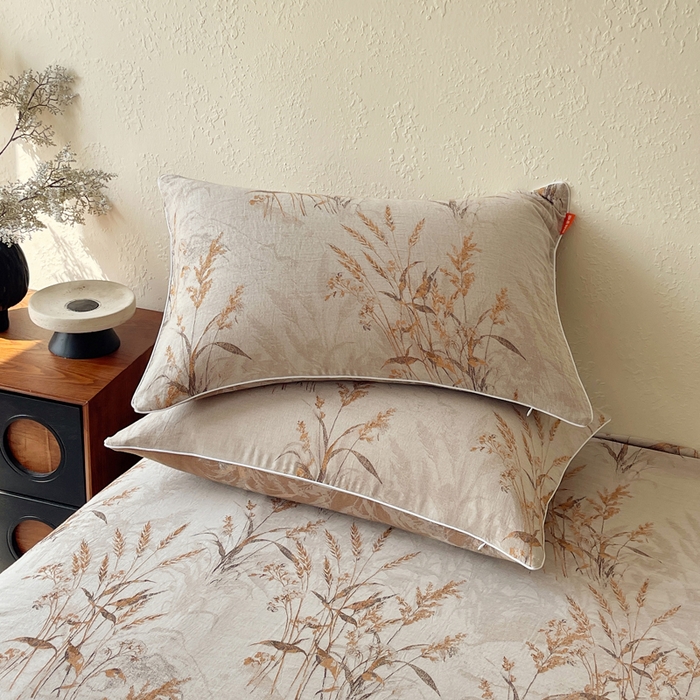 91家纺网 家纺一手货源 找家纺 春皖家纺 2026新款提花双层纱纯棉全棉四件套 金穗