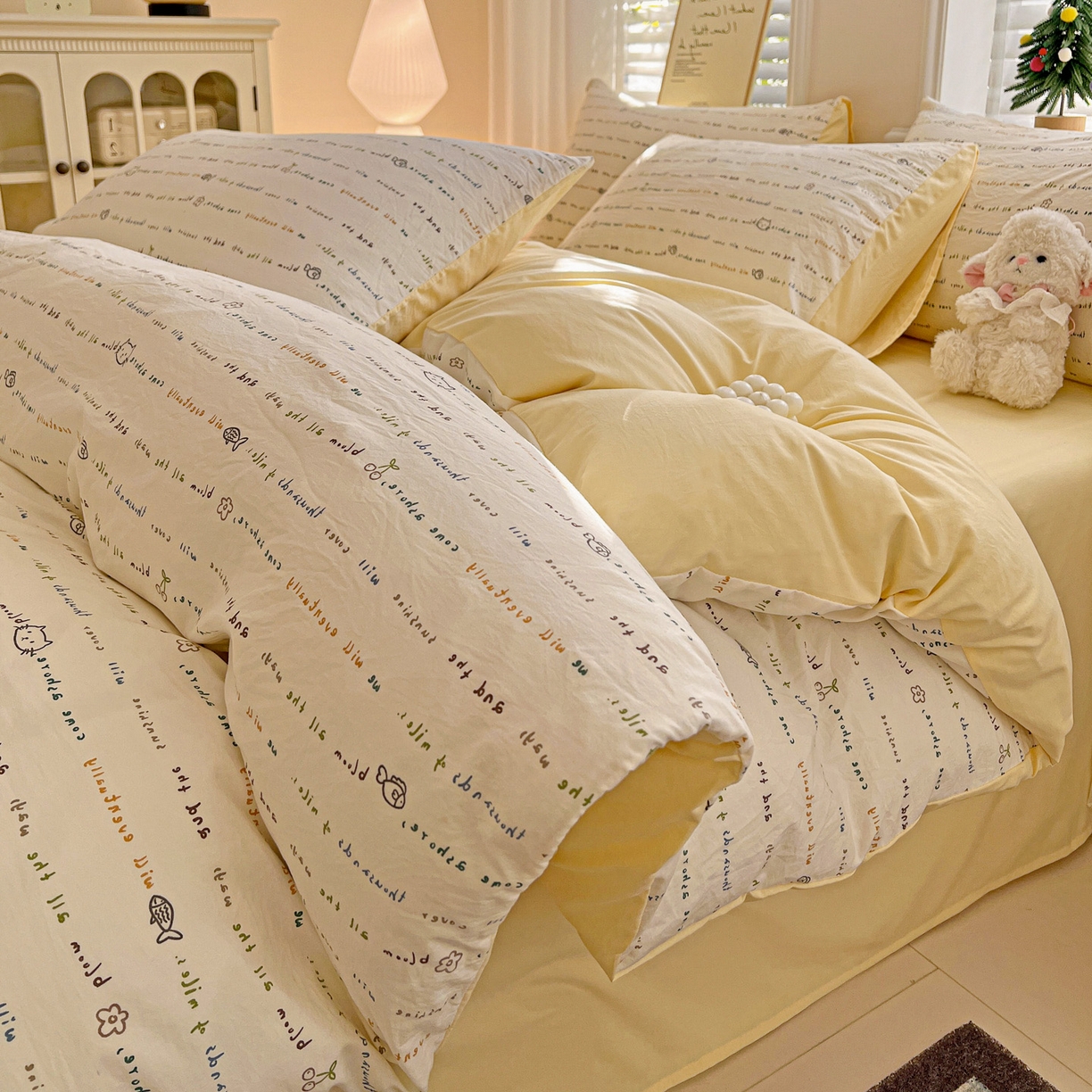 91家纺网 家纺一手货源 找家纺 （总）温眠家纺 2026新款A类古法水洗仿棉云感棉加厚四件套