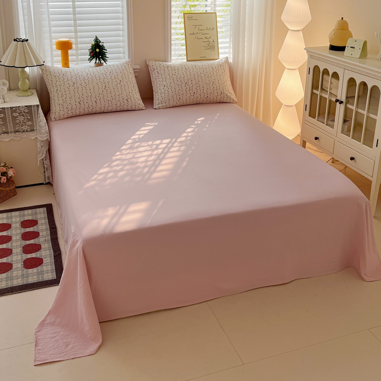 91家纺网 家纺一手货源 找家纺 温眠家纺 2026新款A类古法水洗仿棉云感棉加厚四件套 花梦蔓