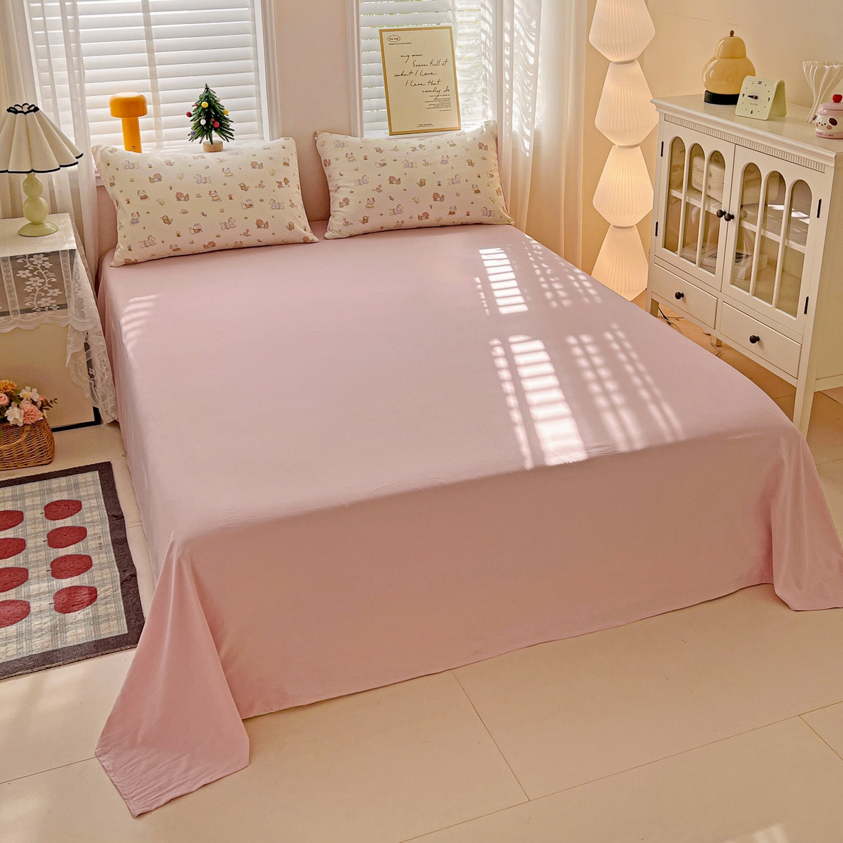 91家纺网 家纺一手货源 找家纺 温眠家纺 2026新款A类古法水洗仿棉云感棉加厚四件套 花园小狗