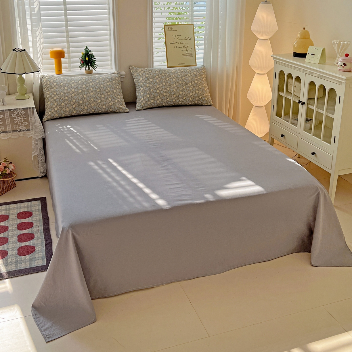 91家纺网 家纺一手货源 找家纺 温眠家纺 2026新款A类古法水洗仿棉云感棉加厚四件套 花悦梦境