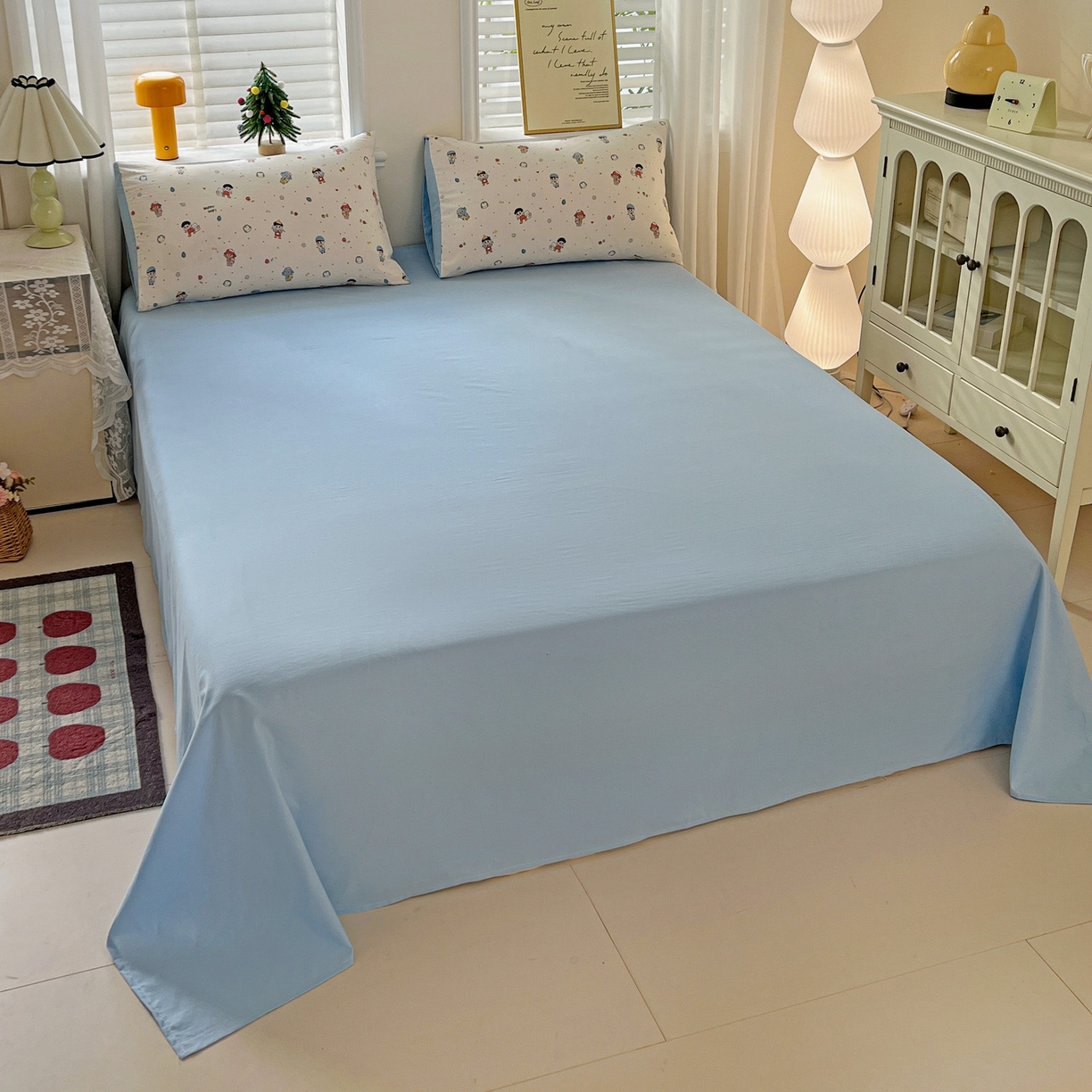 91家纺网 家纺一手货源 找家纺 温眠家纺 2026新款A类古法水洗仿棉云感棉加厚四件套 童趣甜日