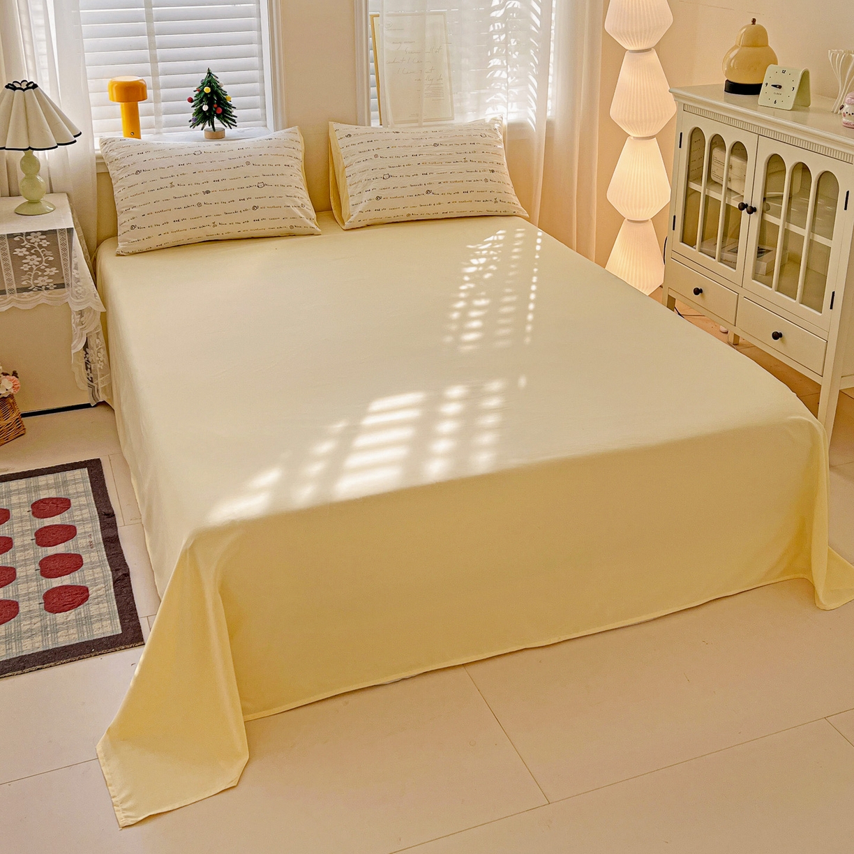 91家纺网 家纺一手货源 找家纺 温眠家纺 2026新款A类古法水洗仿棉云感棉加厚四件套 猫猫与鱼