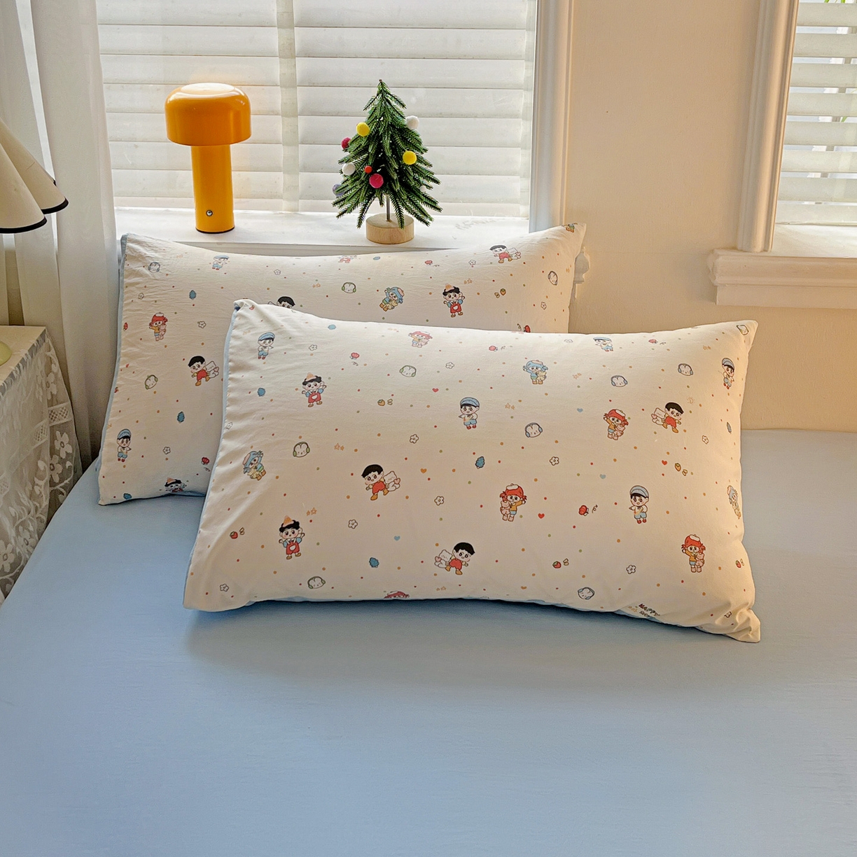 91家纺网 家纺一手货源 找家纺 温眠家纺 2026新款A类古法水洗仿棉云感棉加厚四件套 童趣甜日