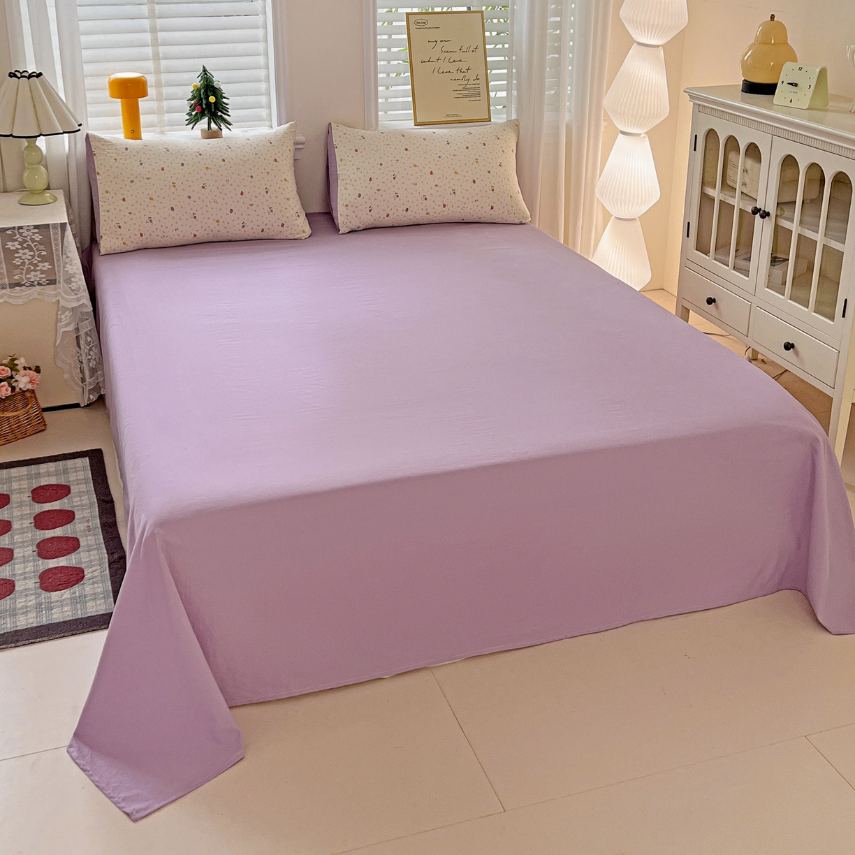 91家纺网 家纺一手货源 找家纺 温眠家纺 2026新款A类古法水洗仿棉云感棉加厚四件套 草莓密语