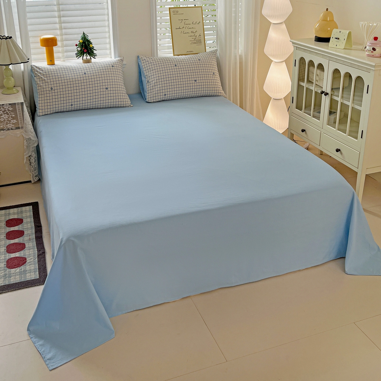 91家纺网 家纺一手货源 找家纺 温眠家纺 2026新款A类古法水洗仿棉云感棉加厚四件套 愿落星河