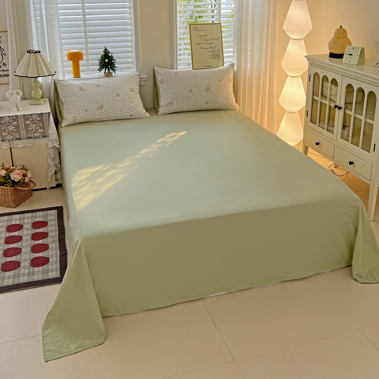 91家纺网 家纺一手货源 找家纺 温眠家纺 2026新款A类古法水洗仿棉云感棉加厚四件套 碎花小狗