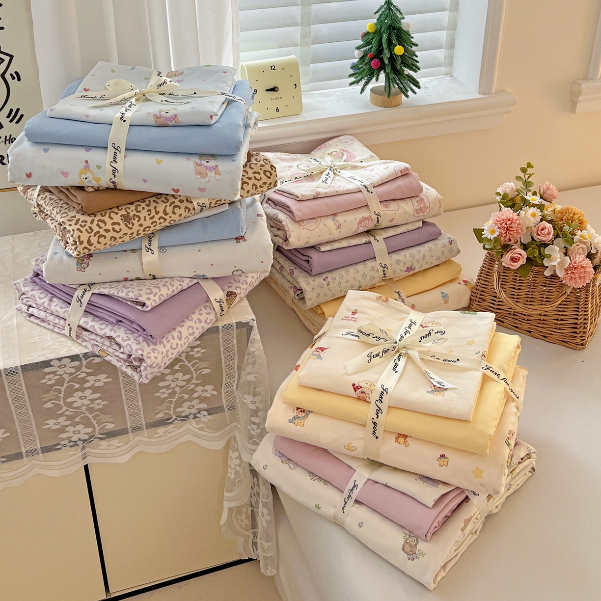 91家纺网 家纺一手货源 找家纺 温眠家纺 2026新款A类古法水洗仿棉云感棉加厚四件套 组合图