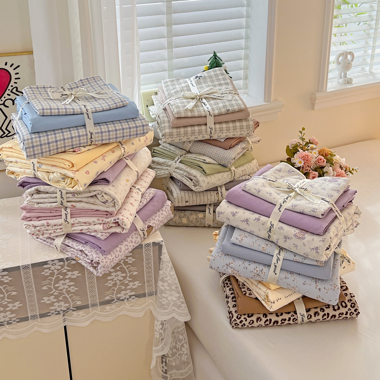 91家纺网 家纺一手货源 找家纺 温眠家纺 2026新款A类古法水洗仿棉云感棉加厚四件套 组合图