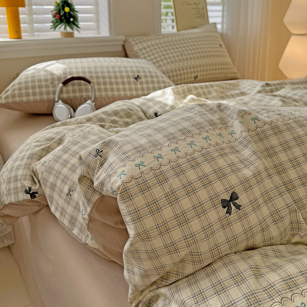 91家纺网 家纺一手货源 找家纺 温眠家纺 2026新款A类古法水洗仿棉云感棉加厚四件套 恋语织物