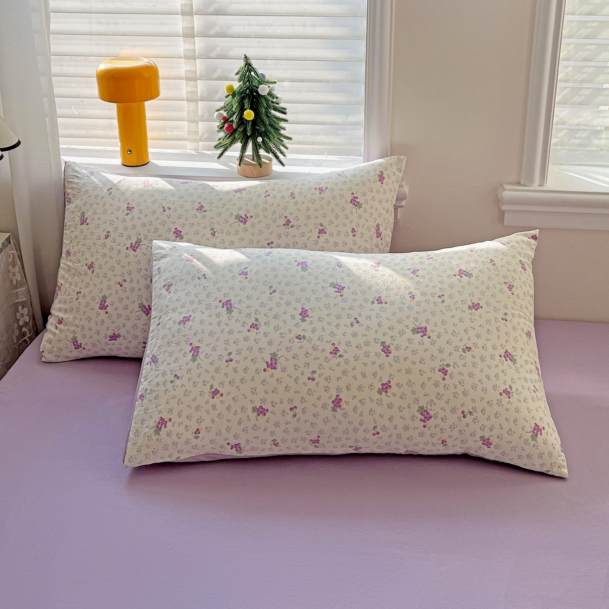 91家纺网 家纺一手货源 找家纺 温眠家纺 2026新款A类古法水洗仿棉云感棉加厚四件套 紫色葡萄